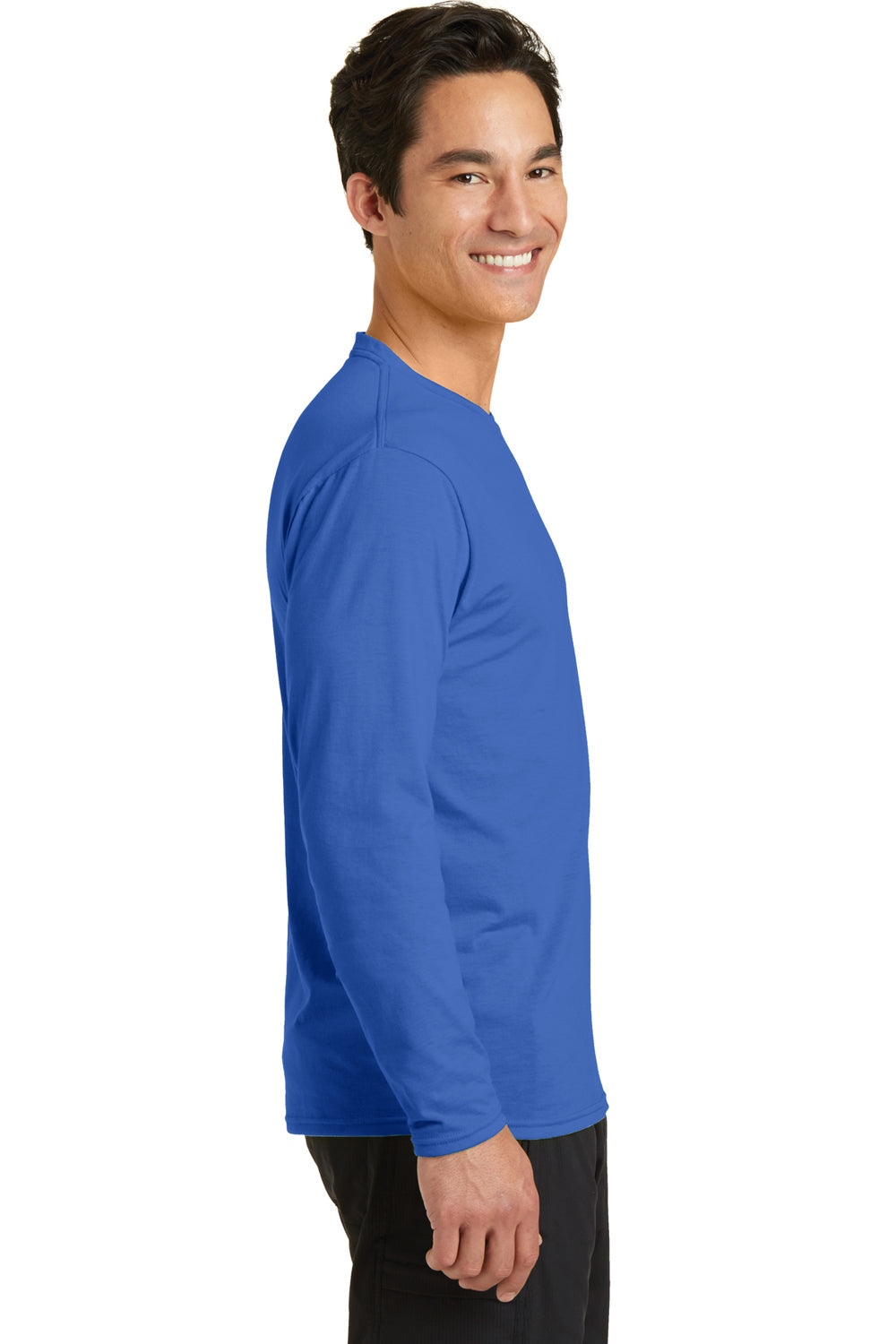 Port & Company PC381LS Mens Dry Zone Performance Moisture Wicking Long Sleeve Crewneck T-Shirt Royal Blue Side