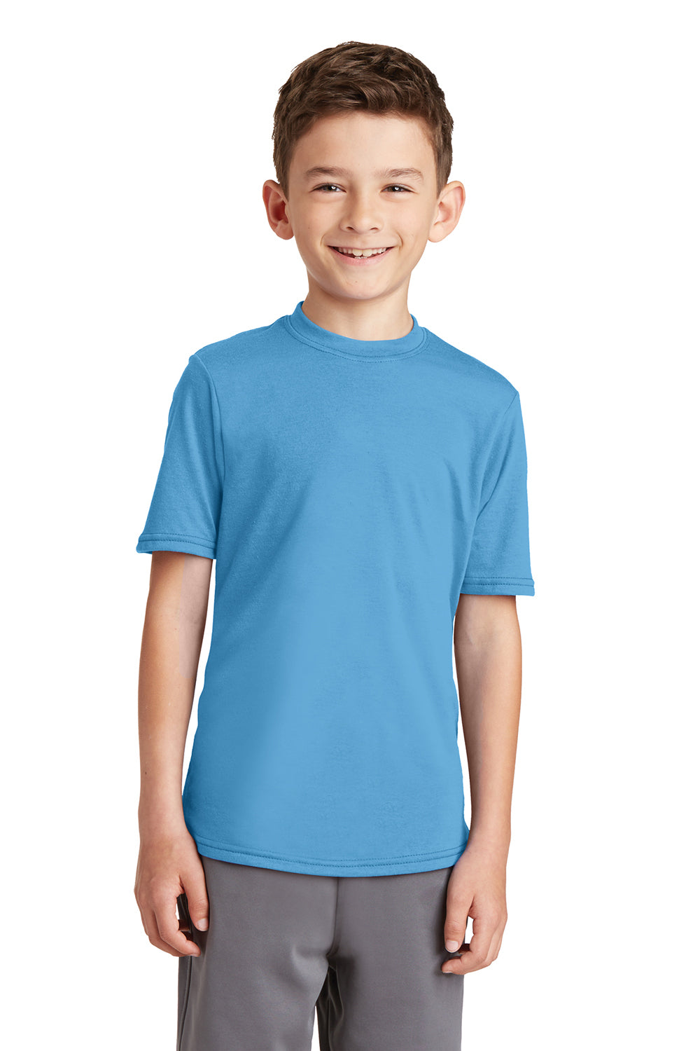 Port & Company PC381Y Youth Dry Zone Performance Moisture Wicking Short Sleeve Crewneck T-Shirt Aqua Blue Front