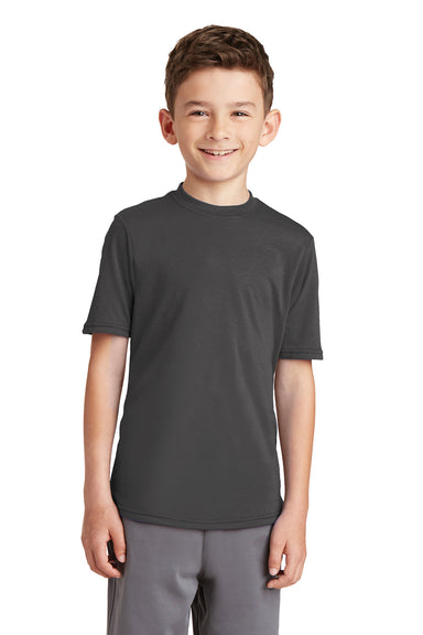 Port & Company PC381Y Youth Dry Zone Performance Moisture Wicking Short Sleeve Crewneck T-Shirt Charcoal Grey Front
