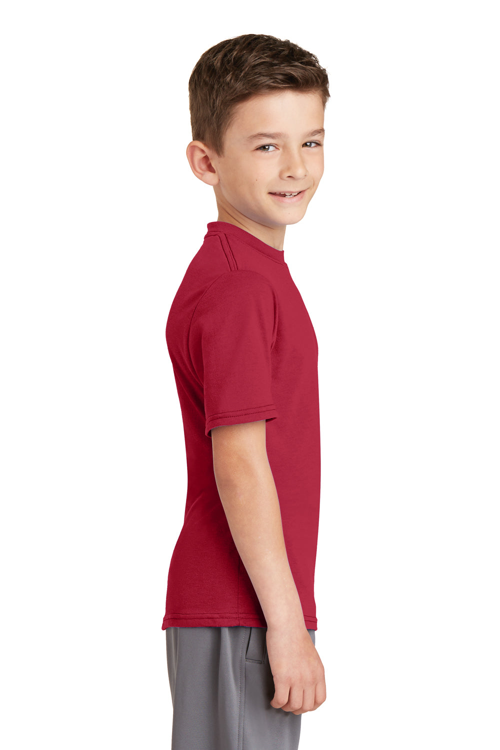 Port & Company PC381Y Youth Dry Zone Performance Moisture Wicking Short Sleeve Crewneck T-Shirt Red Side