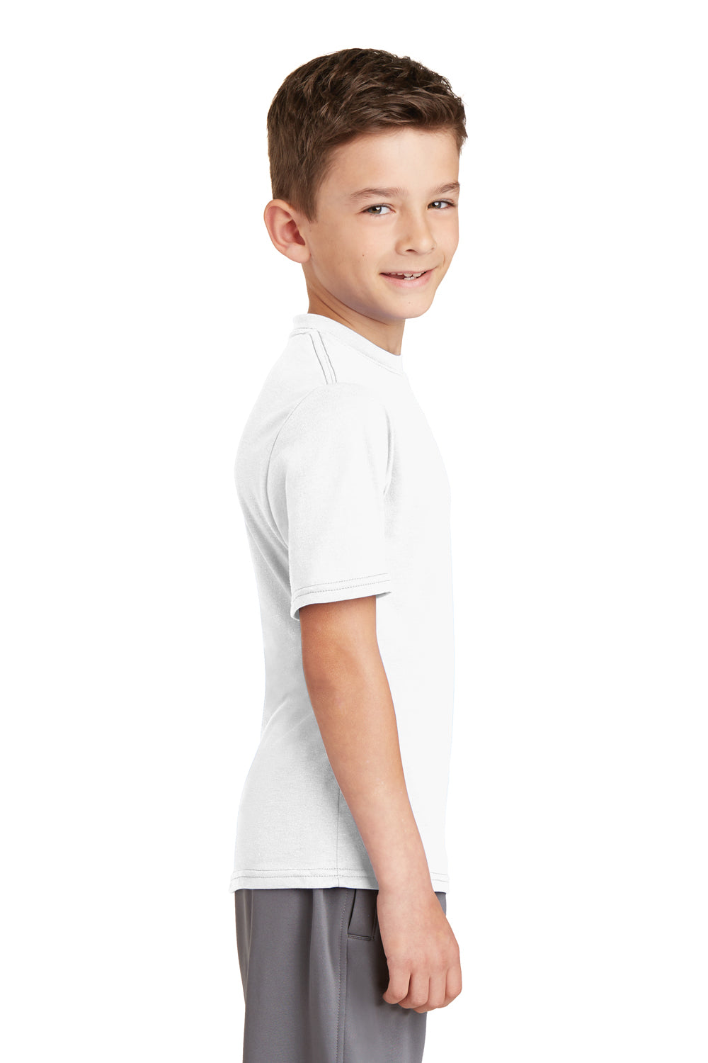 Port & Company PC381Y Youth Dry Zone Performance Moisture Wicking Short Sleeve Crewneck T-Shirt White Side