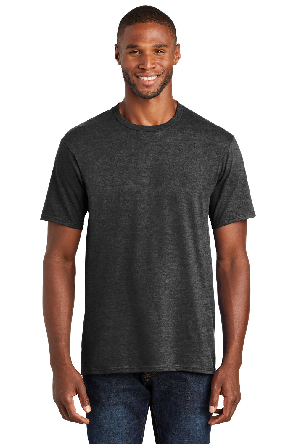 Port & Company PC450 Mens Fan Favorite Short Sleeve Crewneck T-Shirt Heather Dark Grey Front