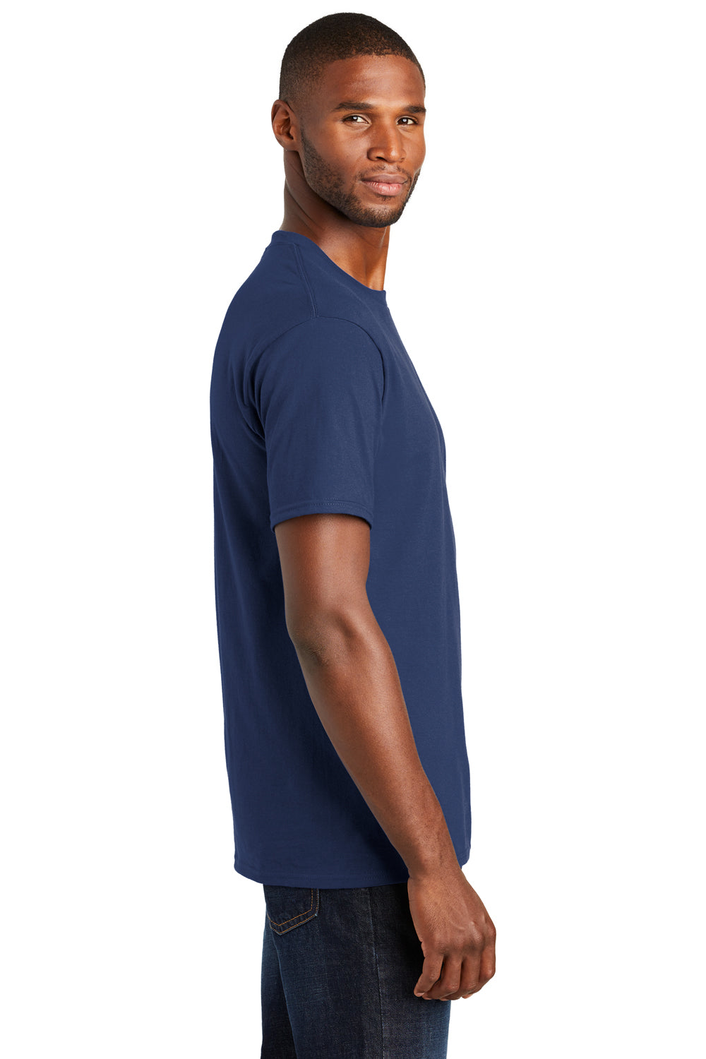 Port & Company PC450 Mens Fan Favorite Short Sleeve Crewneck T-Shirt Navy Blue Side