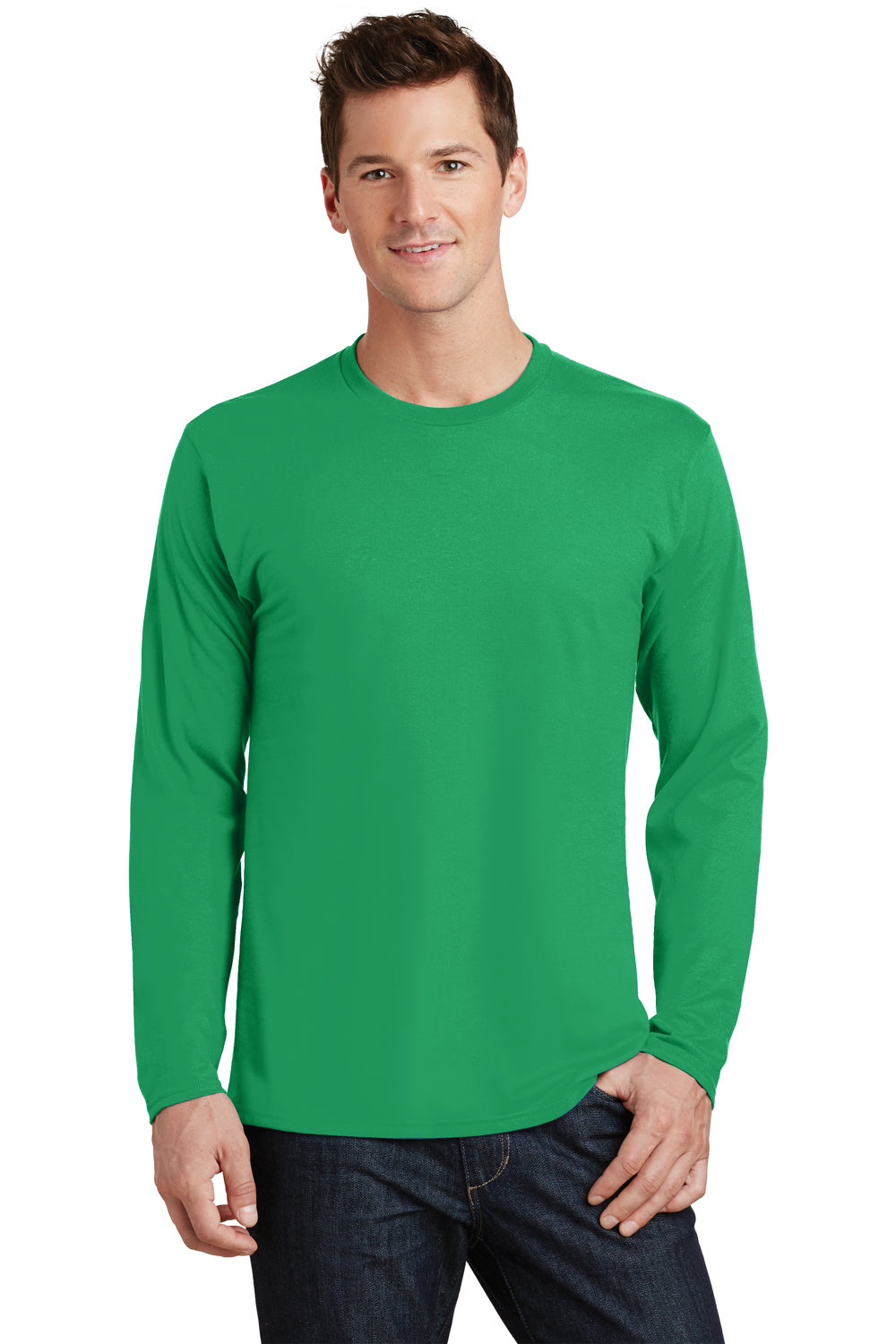 Port & Company PC450LS Mens Athletic Kelly Green Fan Long Sleeve T-Shirt —