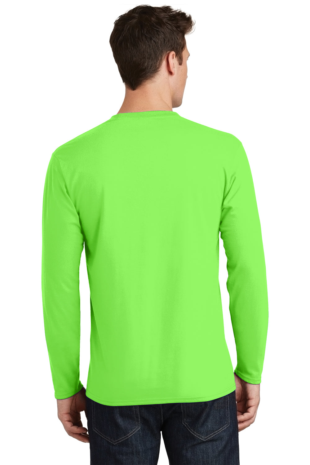 Port & Company PC450LS Mens Fan Favorite Long Sleeve Crewneck T-Shirt Flash Green Back