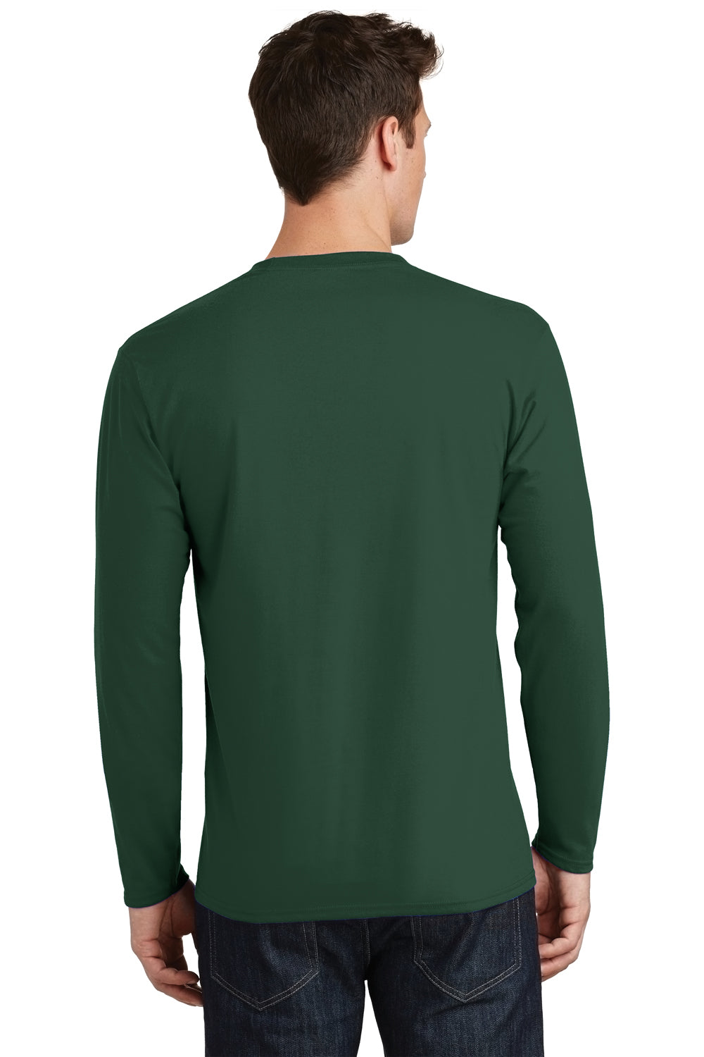 Port & Company PC450LS Mens Fan Favorite Long Sleeve Crewneck T-Shirt Forest Green Back