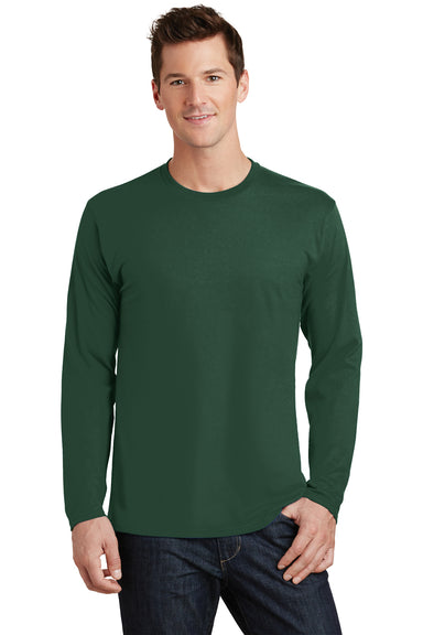 Port & Company PC450LS Mens Fan Favorite Long Sleeve Crewneck T-Shirt Forest Green Front