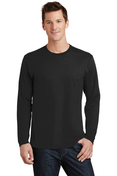 Port & Company PC450LS Mens Fan Favorite Long Sleeve Crewneck T-Shirt Black Front