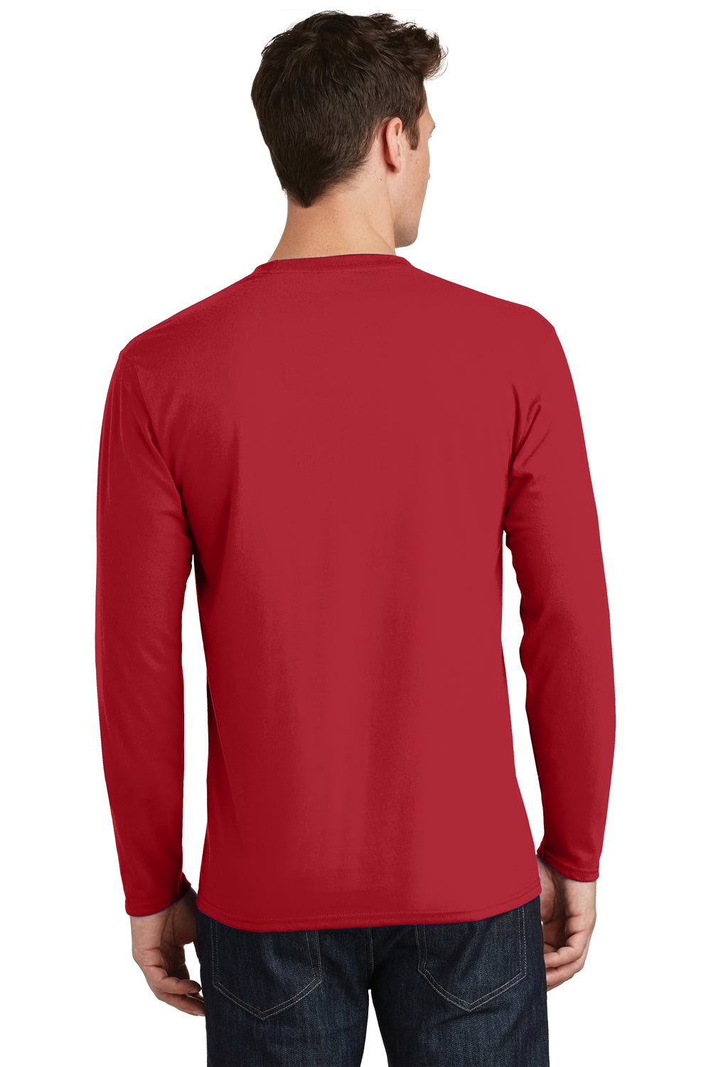 Port & Company PC450LS Mens Fan Favorite Long Sleeve Crewneck T-Shirt Cardinal Red Back