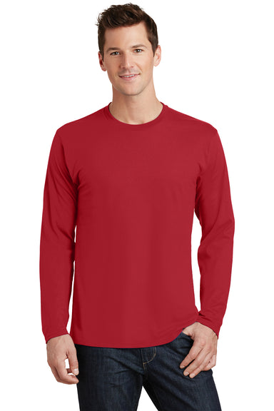 Port & Company PC450LS Mens Fan Favorite Long Sleeve Crewneck T-Shirt Cardinal Red Front