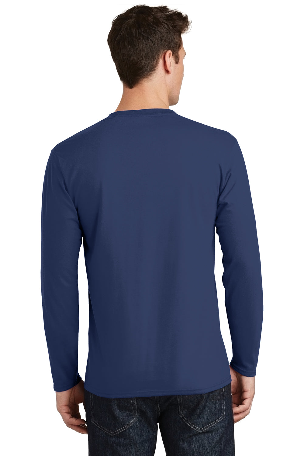 Port & Company PC450LS Mens Fan Favorite Long Sleeve Crewneck T-Shirt Navy Blue Back