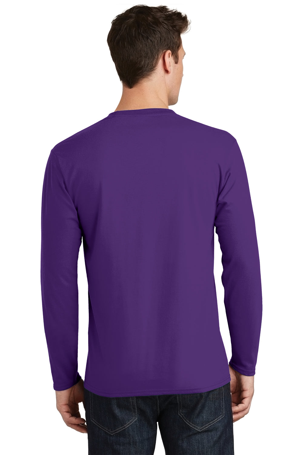 Port & Company PC450LS Mens Fan Favorite Long Sleeve Crewneck T-Shirt Purple Back