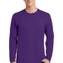 Port & Company Mens Fan Favorite Long Sleeve Crewneck T-Shirt - Team Purple