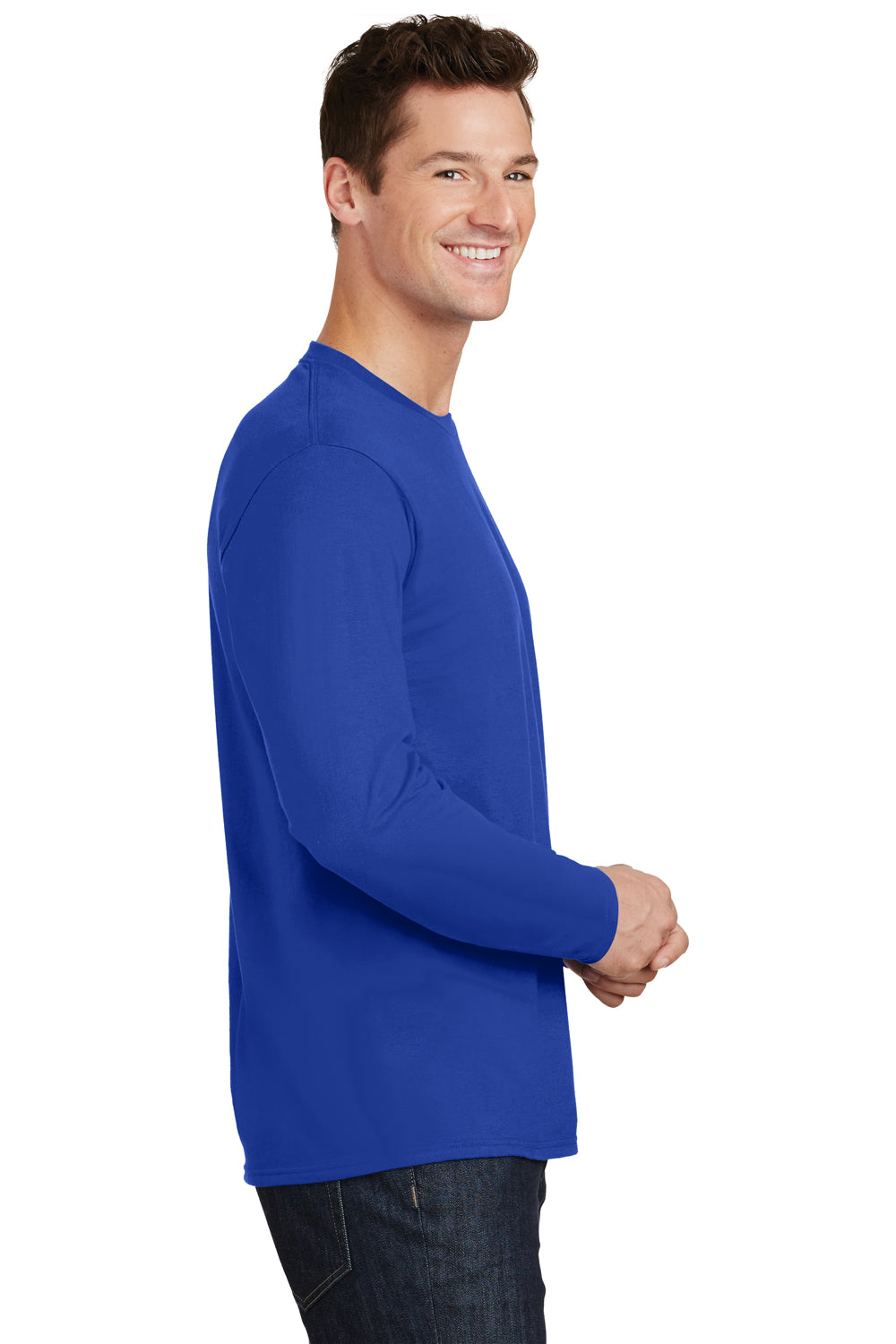 Port & Company PC450LS Mens Fan Favorite Long Sleeve Crewneck T-Shirt Royal Blue Side