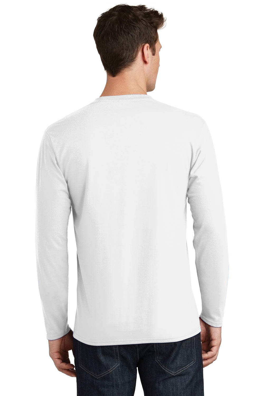 Port & Company PC450LS Mens Fan Favorite Long Sleeve Crewneck T-Shirt White Back