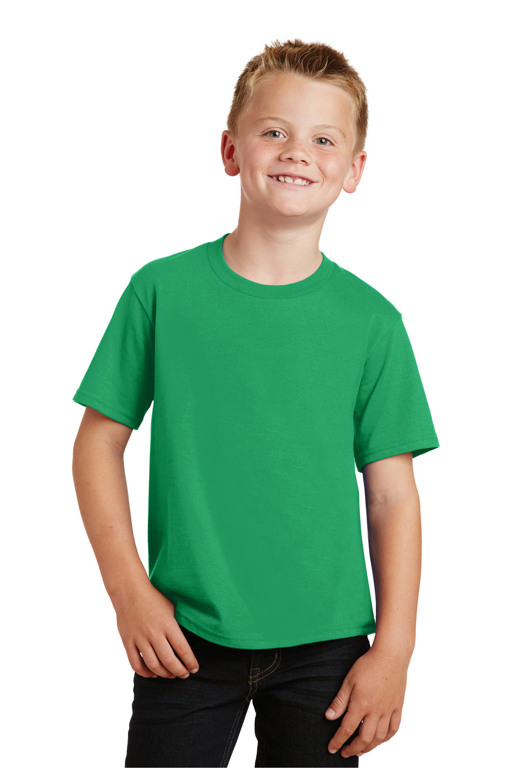 Port & Company PC450Y Youth Fan Favorite Short Sleeve Crewneck T-Shirt Kelly Green Front