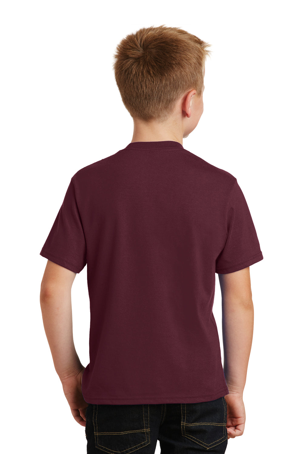 Port & Company PC450Y Youth Fan Favorite Short Sleeve Crewneck T-Shirt Maroon Back