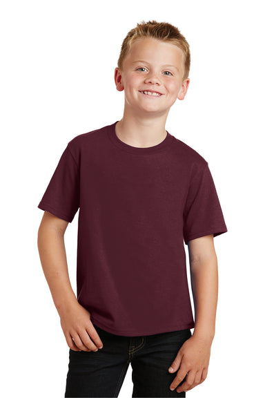 Port & Company PC450Y Youth Fan Favorite Short Sleeve Crewneck T-Shirt Maroon Front