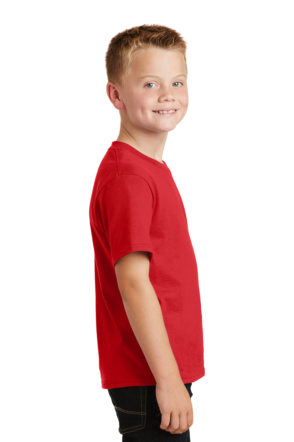 Port & Company PC450Y Youth Fan Favorite Short Sleeve Crewneck T-Shirt Red Side