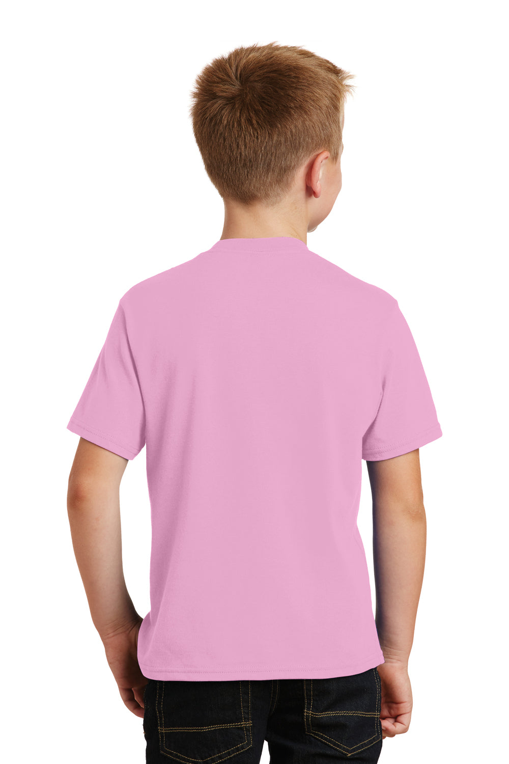 Port & Company PC450Y Youth Fan Favorite Short Sleeve Crewneck T-Shirt Candy Pink Back