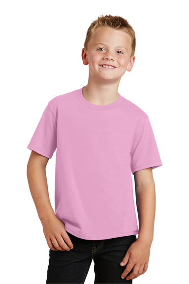 Port & Company PC450Y Youth Fan Favorite Short Sleeve Crewneck T-Shirt Candy Pink Front