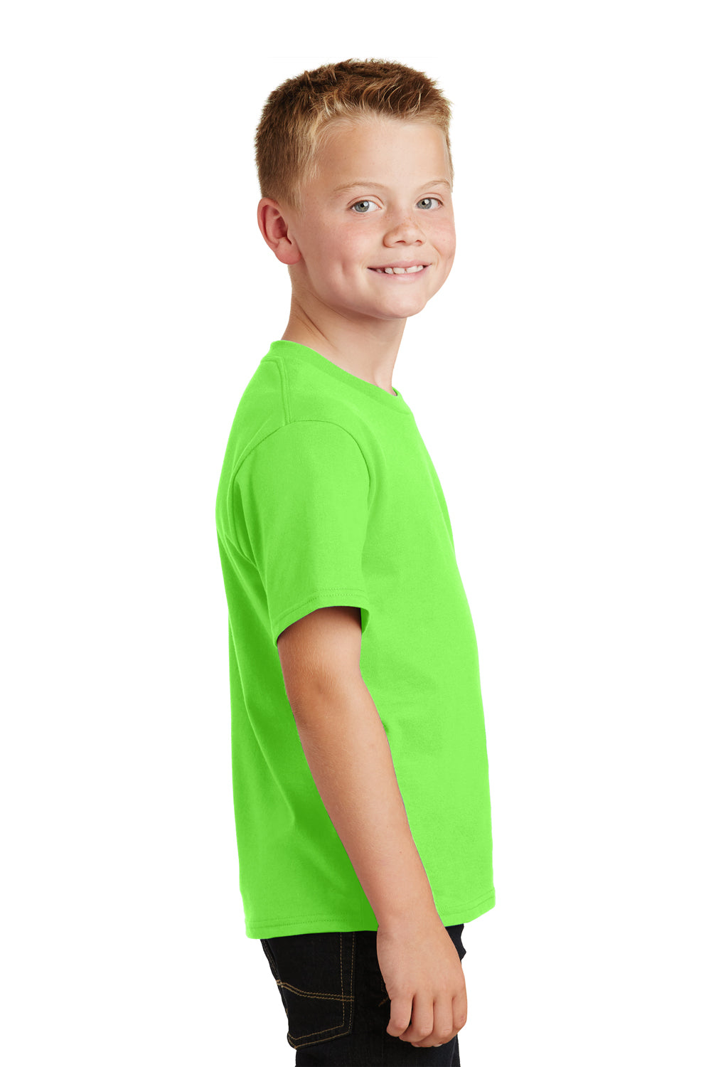 Port & Company PC450Y Youth Fan Favorite Short Sleeve Crewneck T-Shirt Flash Green Side