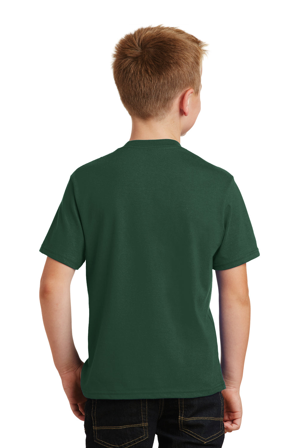 Port & Company PC450Y Youth Fan Favorite Short Sleeve Crewneck T-Shirt Forest Green Back