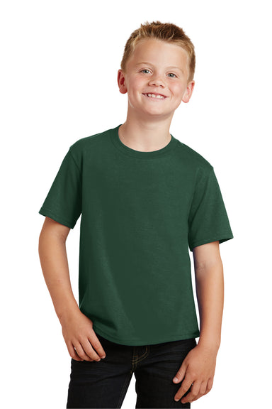 Port & Company PC450Y Youth Fan Favorite Short Sleeve Crewneck T-Shirt Forest Green Front