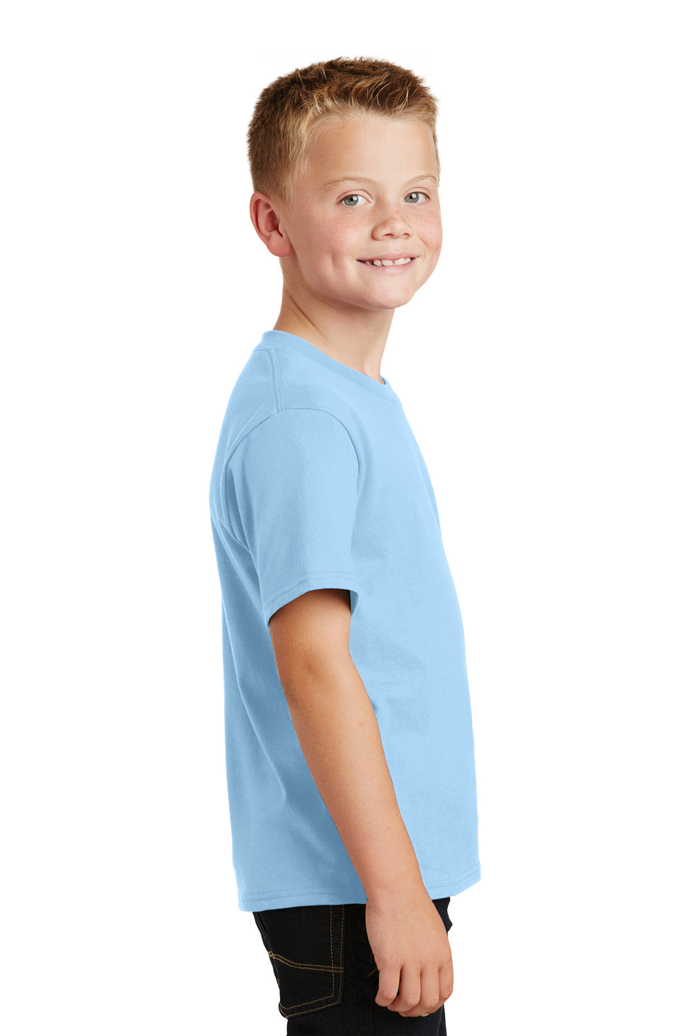 Port & Company PC450Y Youth Fan Favorite Short Sleeve Crewneck T-Shirt Light Blue Side