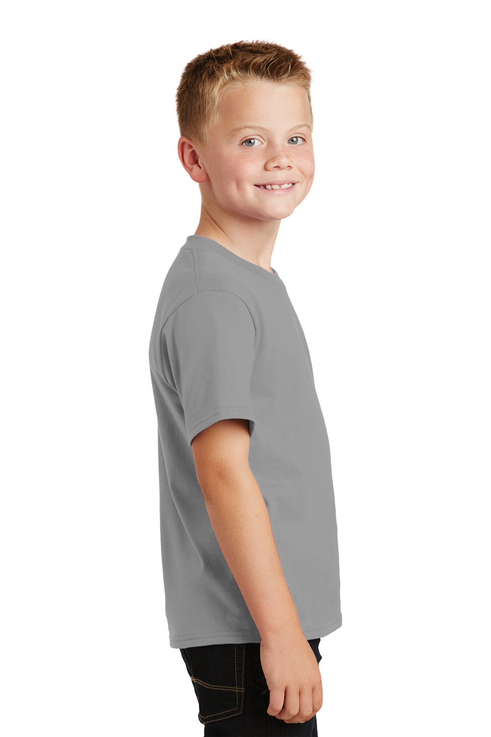 Port & Company PC450Y Youth Fan Favorite Short Sleeve Crewneck T-Shirt Medium Grey Side