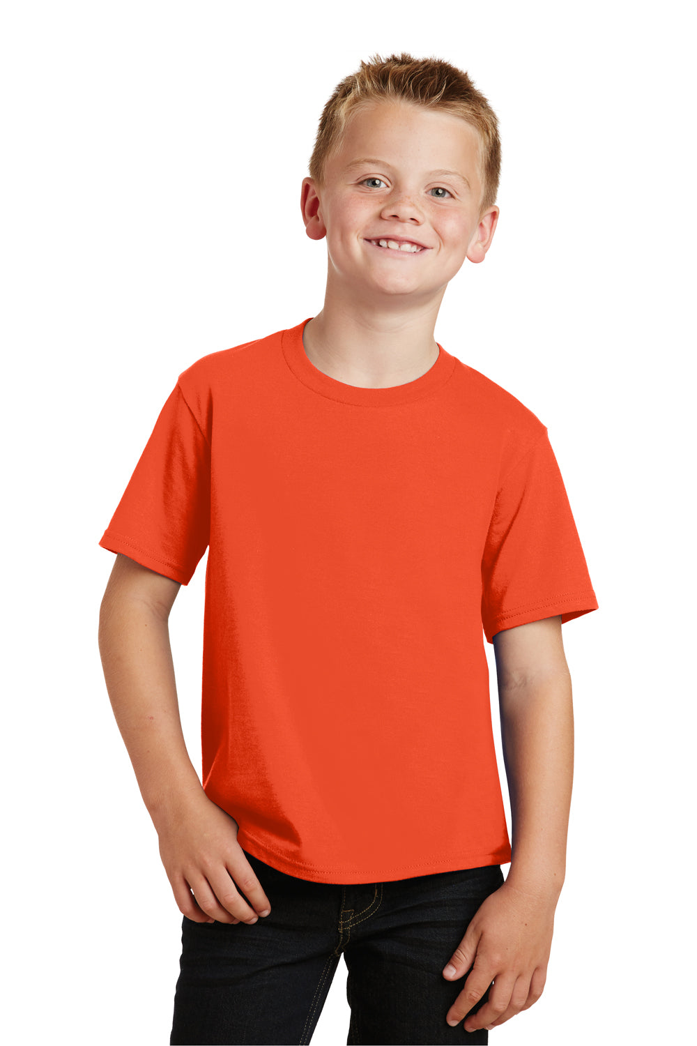 Port & Company PC450Y Youth Fan Favorite Short Sleeve Crewneck T-Shirt Orange Front