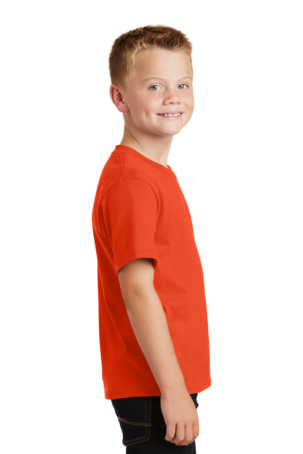 Port & Company PC450Y Youth Fan Favorite Short Sleeve Crewneck T-Shirt Orange Side