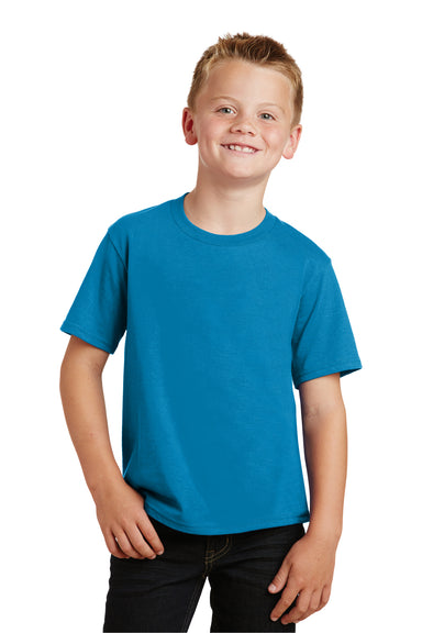 Port & Company PC450Y Youth Fan Favorite Short Sleeve Crewneck T-Shirt Sapphire Blue Front