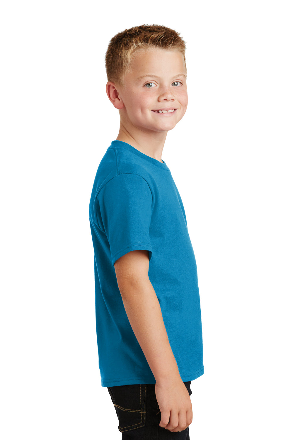 Port & Company PC450Y Youth Fan Favorite Short Sleeve Crewneck T-Shirt Sapphire Blue Side