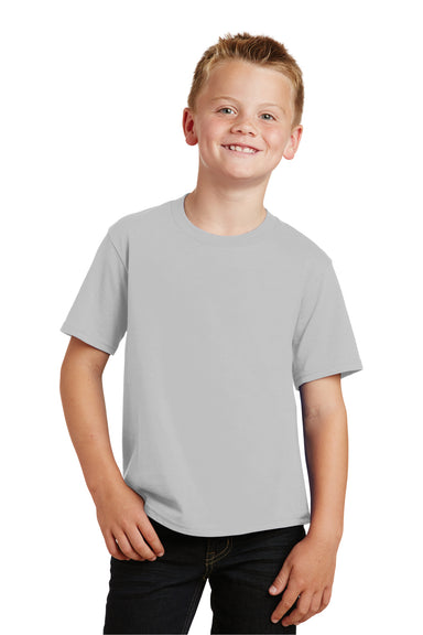 Port & Company PC450Y Youth Fan Favorite Short Sleeve Crewneck T-Shirt Silver Grey Front