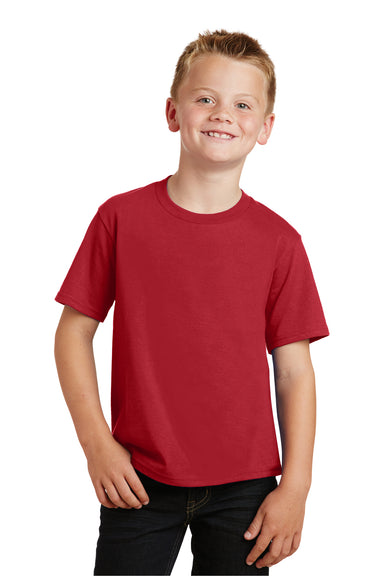 Port & Company PC450Y Youth Fan Favorite Short Sleeve Crewneck T-Shirt Cardinal Red Front