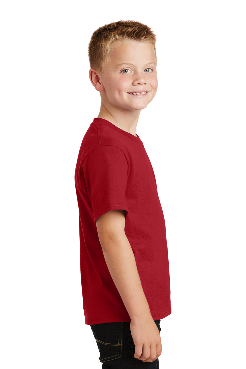 Port & Company PC450Y Youth Fan Favorite Short Sleeve Crewneck T-Shirt Cardinal Red Side
