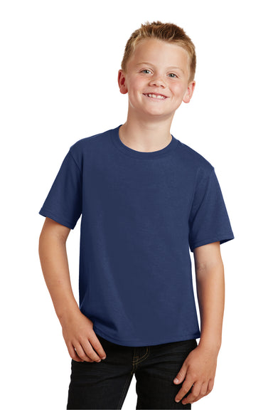 Port & Company PC450Y Youth Fan Favorite Short Sleeve Crewneck T-Shirt Navy Blue Front