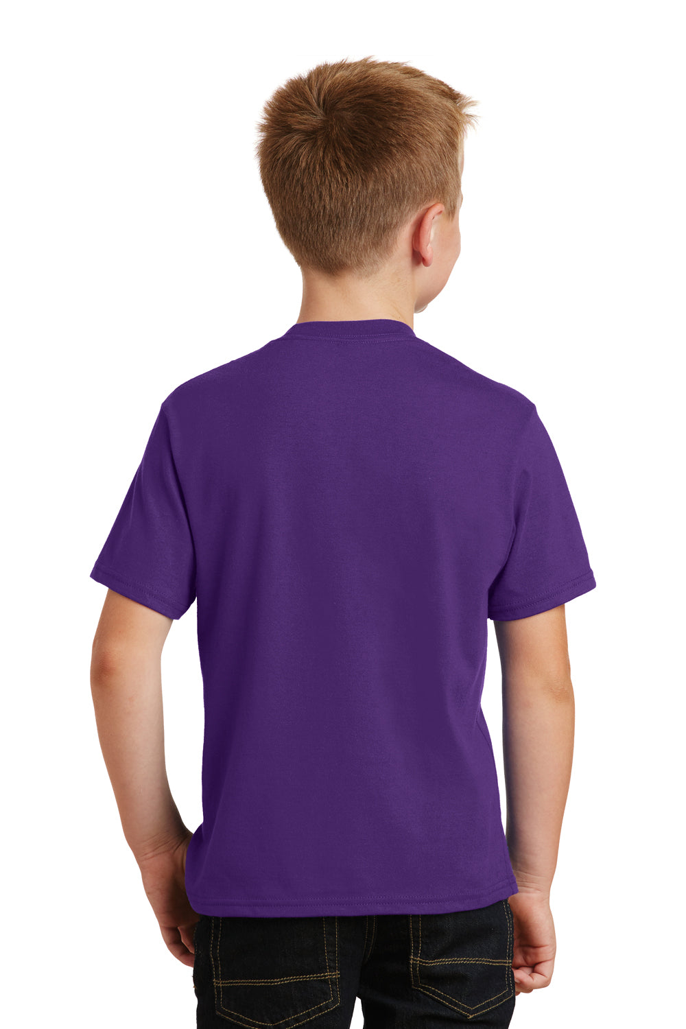 Port & Company PC450Y Youth Fan Favorite Short Sleeve Crewneck T-Shirt Purple Back