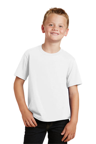 Port & Company PC450Y Youth Fan Favorite Short Sleeve Crewneck T-Shirt White Front