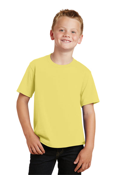 Port & Company PC450Y Youth Fan Favorite Short Sleeve Crewneck T-Shirt Yellow Front