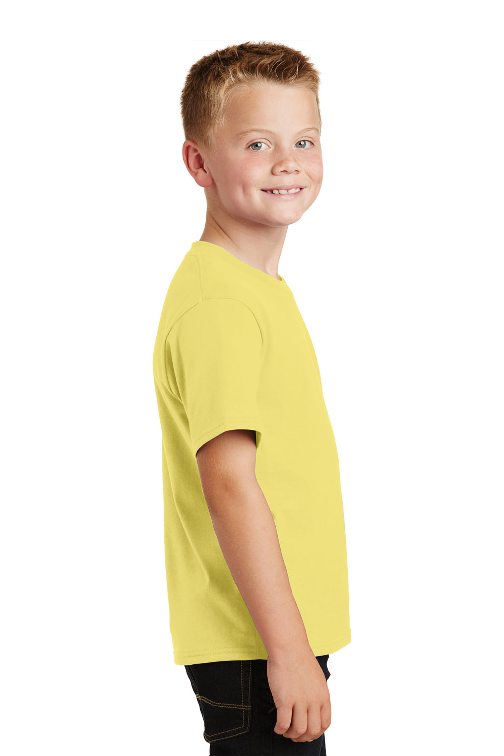Port & Company PC450Y Youth Fan Favorite Short Sleeve Crewneck T-Shirt Yellow Side