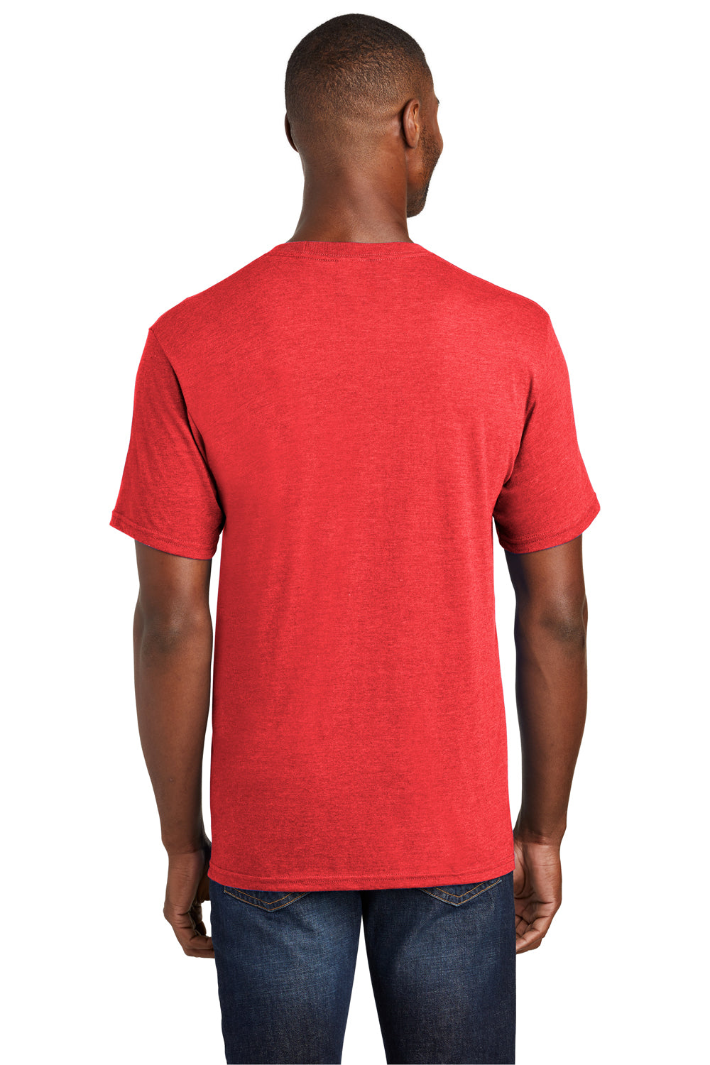 Port & Company PC455 Mens Fan Favorite Short Sleeve Crewneck T-Shirt Heather Red Back