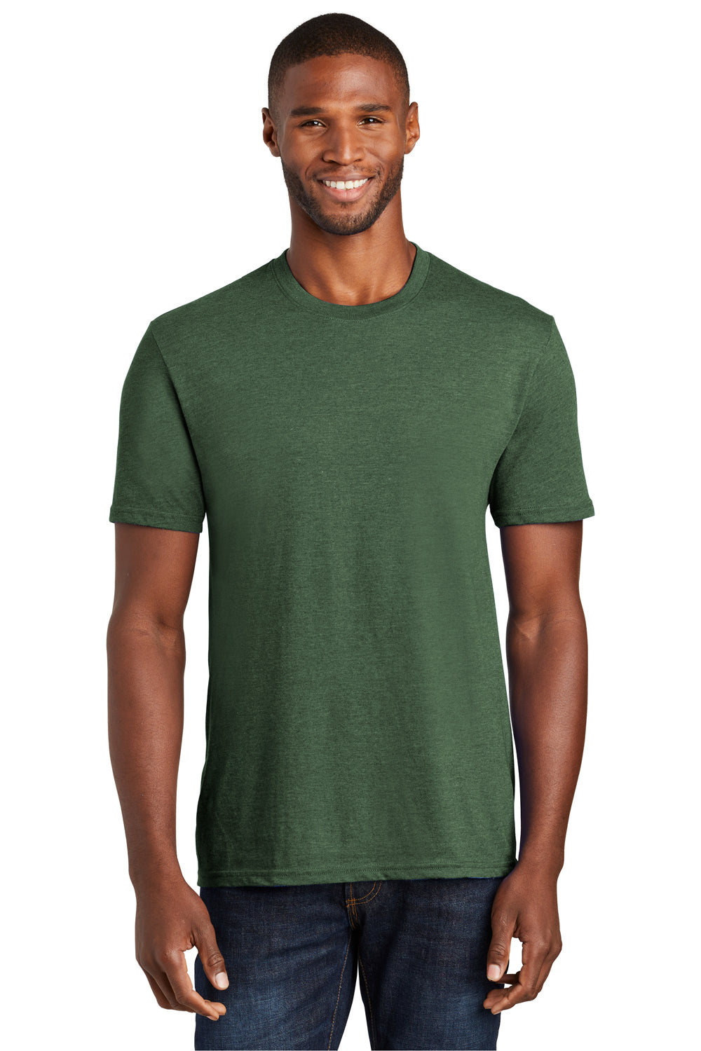 Port & Company PC455 Mens Fan Favorite Short Sleeve Crewneck T-Shirt Heather Forest Green Front