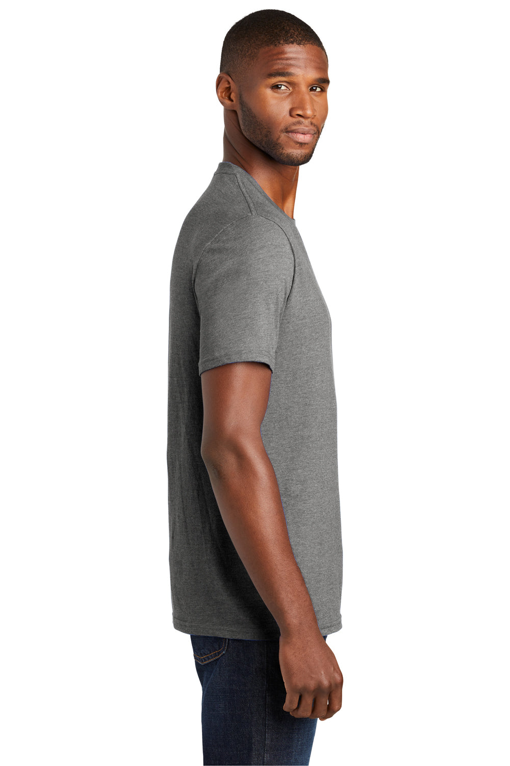 Port & Company PC455 Mens Fan Favorite Short Sleeve Crewneck T-Shirt Heather Graphite Grey Side