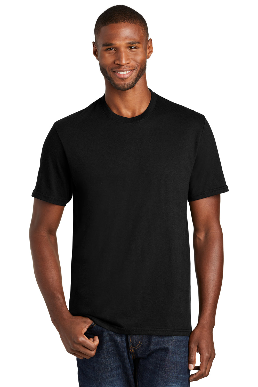 Port & Company PC455 Mens Fan Favorite Short Sleeve Crewneck T-Shirt Black Front