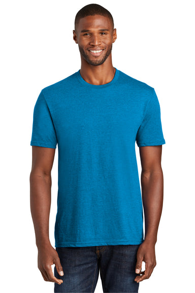 Port & Company PC455 Mens Fan Favorite Short Sleeve Crewneck T-Shirt Heather Sapphire Blue Front
