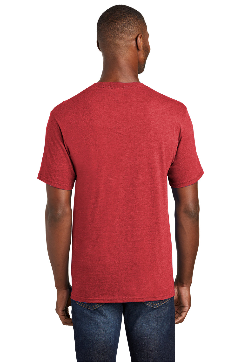 Port & Company PC455 Mens Fan Favorite Short Sleeve Crewneck T-Shirt Heather Cardinal Red Back