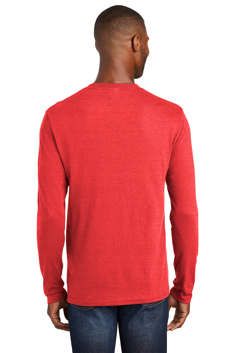 Port & Company PC455LS Mens Fan Favorite Long Sleeve Crewneck T-Shirt Heather Red Back