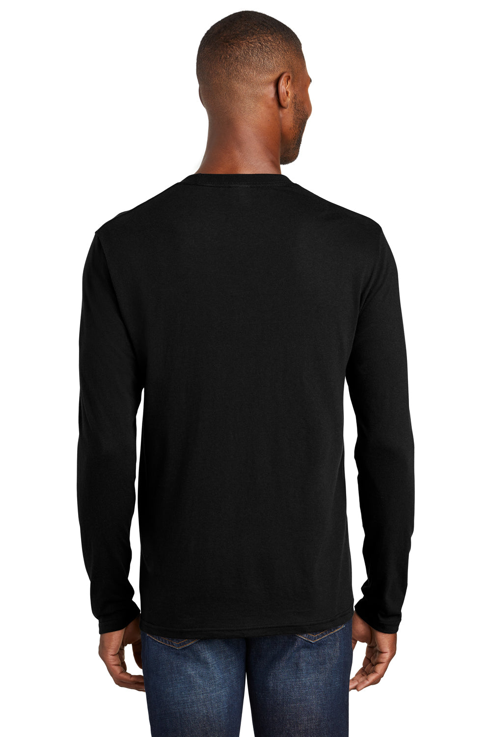 Port & Company PC455LS Mens Fan Favorite Long Sleeve Crewneck T-Shirt Black Back